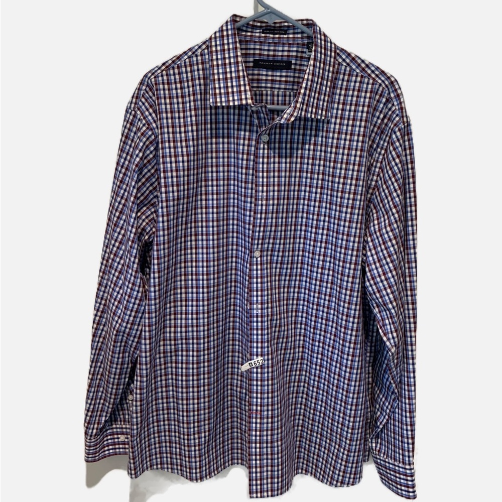 SALE! Tommy Hilfiger plad long sleeve shirt.  Size 2XL.  Button down the front.